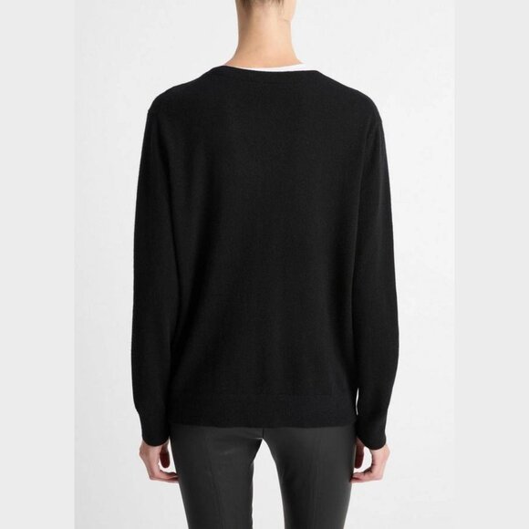 Vince Cashmere Weekend V-Neck Sweater XL Black - Picture 4 of 8